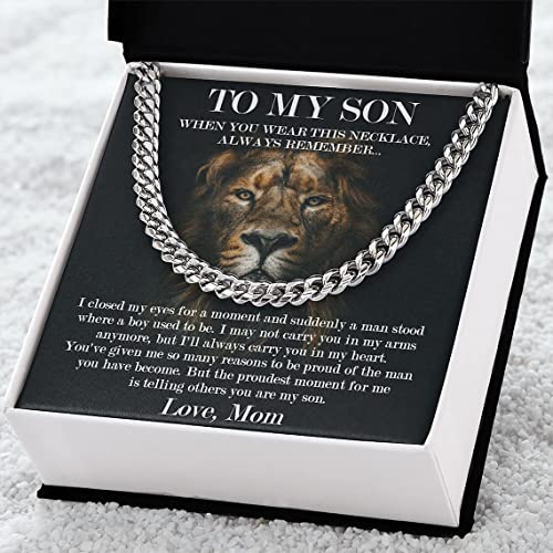 To My Son Necklace From Mom, Son Gifts From Dad, Father Son Necklace, Mother And Son Necklace, Cuban Link Chain Necklace For Men, Birthday Christmas Graduation Gifts For Son, Necklace For Son #TOP2