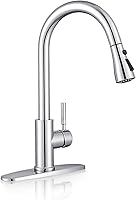 Vista 30 de WEWE Grifo de Fregadero de Cocina, Grifo de Cocina Extraíble, Grifo de Cocina Negro y Cromado con Rociador de Acero Inoxidable de Una Sola Manija