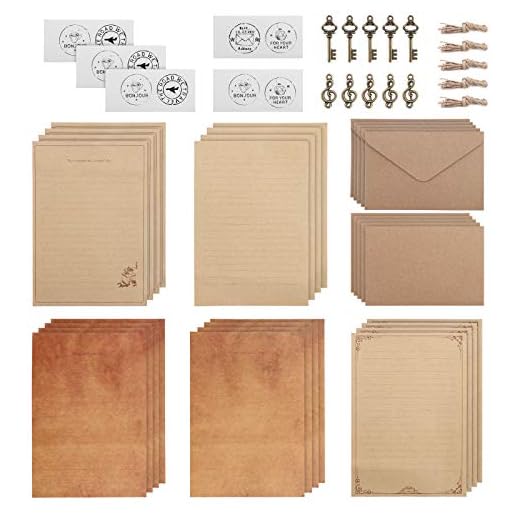 10 uppsättningar vintage brevpapper åldrade kuvert vintage kontorsmaterial skrivset retro design gör-det-själv vintage gratulationskort kuvert utskrivbara vintage pappersset för skriv- och tryckskrivare