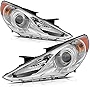 cciyu Headlight Assembly fit for 2011 2012 2013 2014 Hyundai Sonata Chrome Housing Amber Corner, Driver and Passenger Side