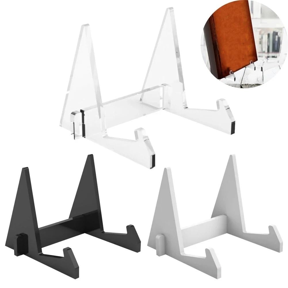 Stojak do przechowywania płyt CD CD Display Rack Acrylic Tablet Holder Book Recipe Book Shelf Magazine Holder Triangular Detachable Book Picture Frame Stojak na płyty(Czarny)
