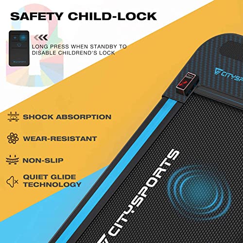 CITYSPORTS Elektrische loopband, motor van 440 W, geïntegreerde bluetooth-luidspreker, instelbare snelheid, LCD-display en calorieënteller, ultradun en stil, voor thuis/kantoor - Afbeelding 6