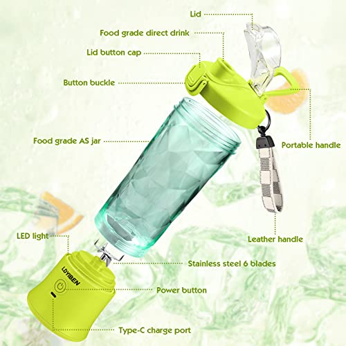 Portable Blender for Shakes & Smoothies, 6 Blades, 20 Oz, Yellow (Home/Travel)