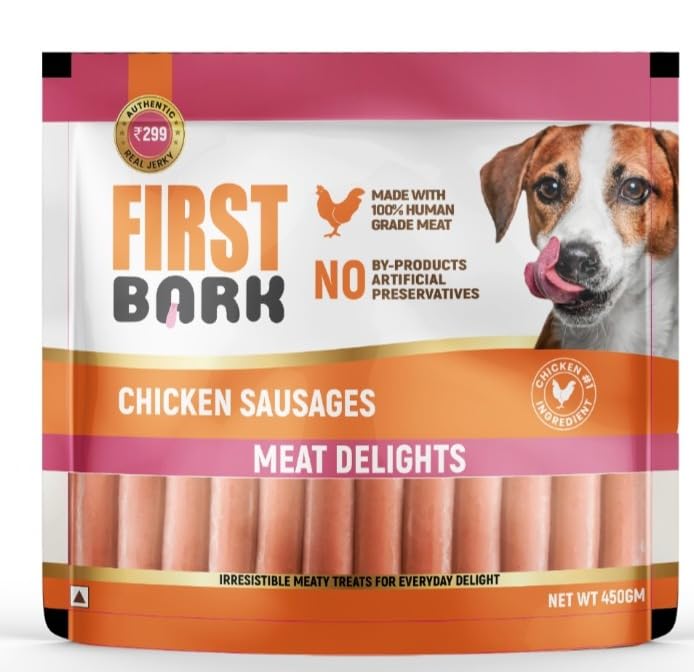 Image of Chicken Sausages for Dogs 450g (Pack of 1), High Protein Made with 100% Human Grade Chicken Meat Dog Treats, Soft & Tasty Training Snacks for All Dog Breeds By DogsNCats