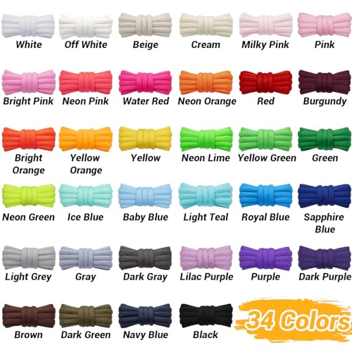 Image of Handshop 1 /4 inch Oval Athletic Shoelaces 24 inch-72 inch in 22 Colors Half Round Shoe Laces