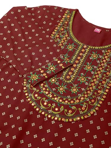 Image of MIRCHI FASHION Women's Straight Fit Paisley Printed And Embellished Kurta Set with Dupatta and Trouser