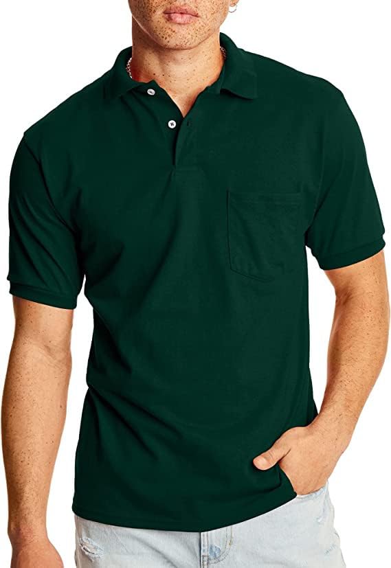 Men's Business Solid Color Polo Shirts Short Sleeve Plus Size with Pockets T-Shirt Collared Golf Shirts