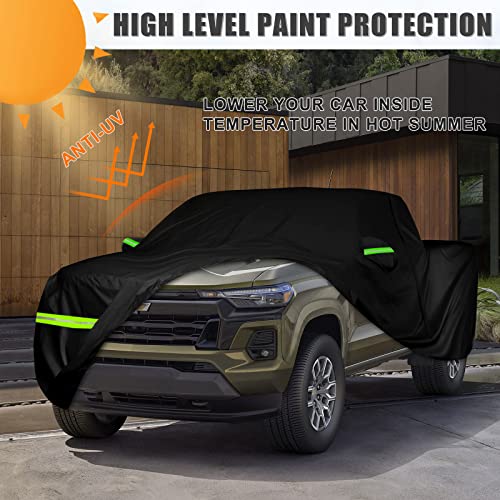 Image of Waterproof Car Cover Compatible with Chevrolet Colorado /GMC Canyon Crew Cab 5.1ft /Extended Cab 6.1ft Bed 2015-2025, 420D All Weather Car Cover with Zipper Door for Snow Rain Dust Hail Protection