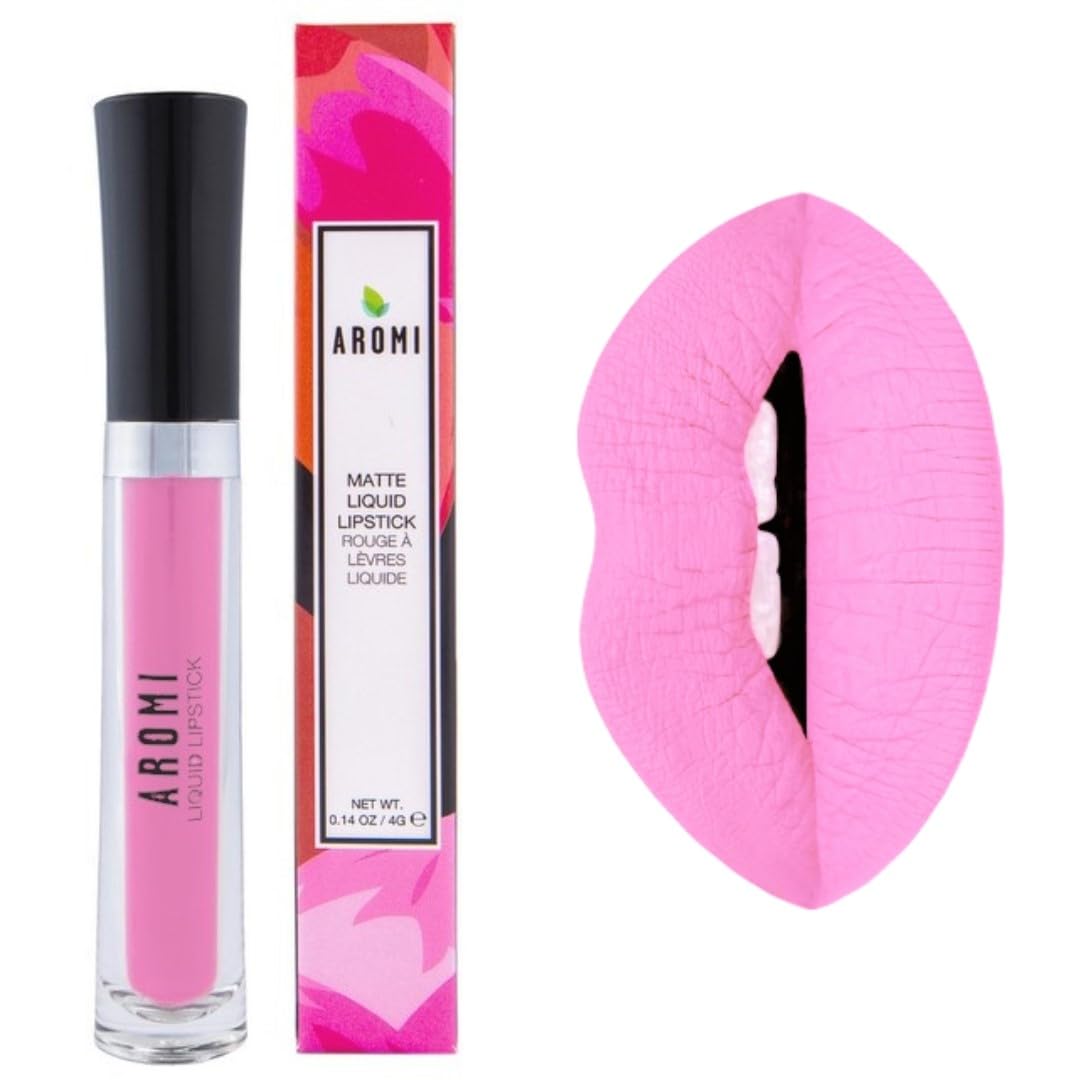 Aromi Baby Pink Matte Liquid Lipstick, Light Pink Lip Color, Smudge Proof, Waterproof, and Long-lasting Lipstick, Vegan and Cruelty-free, Handmade (Baby Pink)