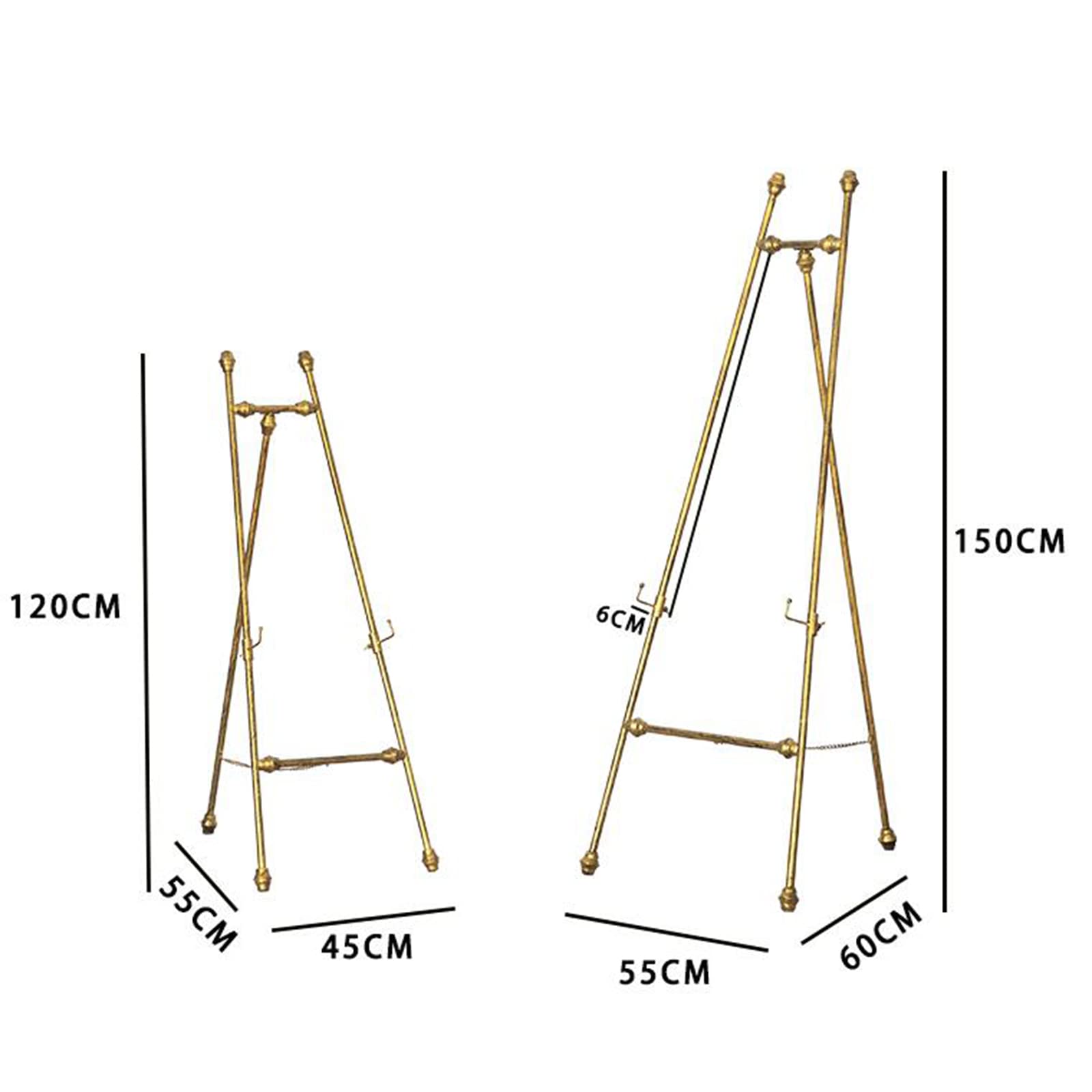 Cavalletto portatile leggero pieghevole in metallo per interni ed esterni, cavalletto regolabile con finitura dorata (1 confezione da 150 cm)