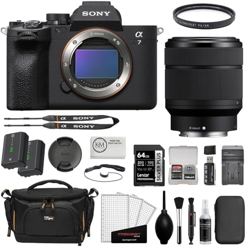 Sony a7 IV Mirrorless Camera with 28-70mm f/3.5-5.6 II Lens Bundle with 64GB Memory Card + UV Filter + Memory Case + Extra Battery + Battery Charger + Deluxe Cleaning Kit + Camera Bag (12 Items)
