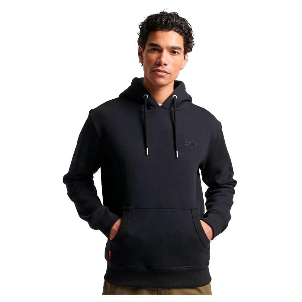 Superdry Black/White Men's Essential Logo Hoodie Sweatshirt, Extra Large