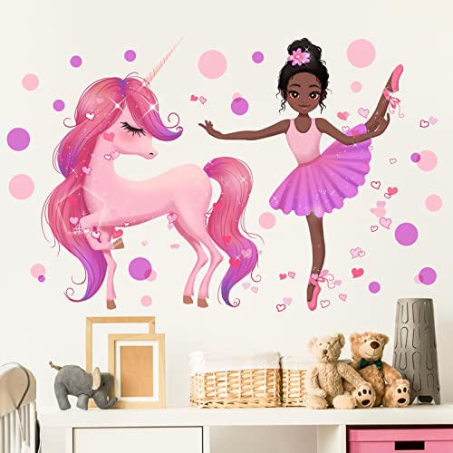 Vinilo decorativo ballet niña unicornio para pared miniatura 2