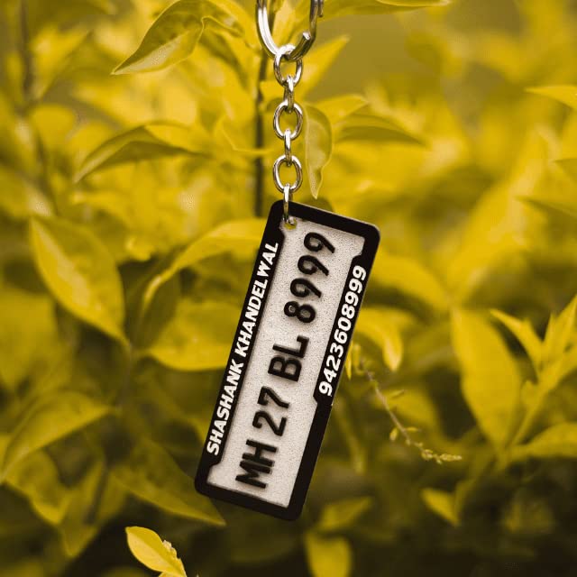 Image of Generic Custom Real 4D Rectangular Number or Name Plate Keychain For Bike Key Chain or Custom Car Keychain | Acrylic