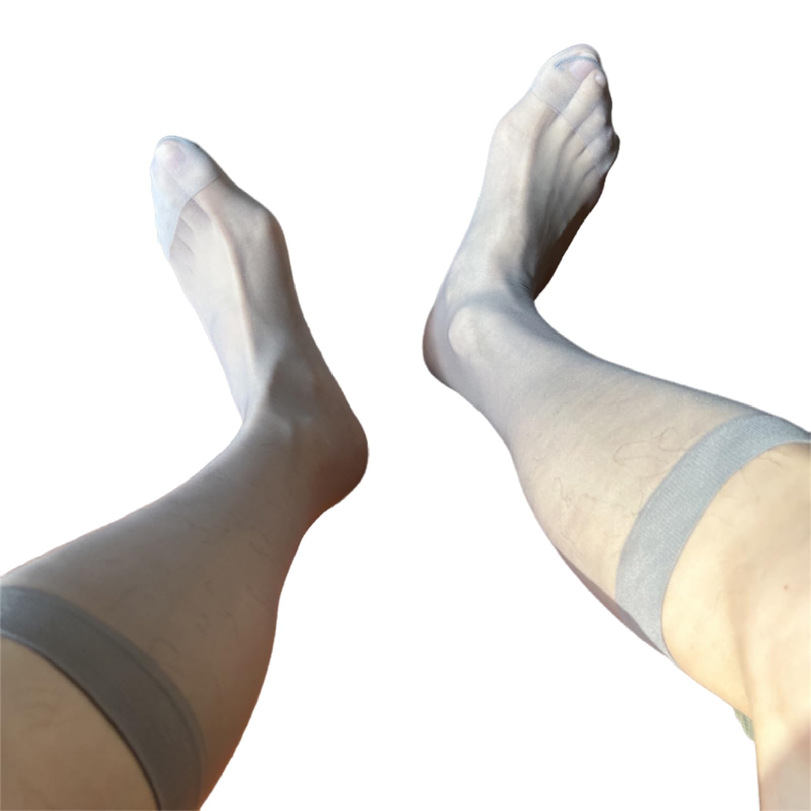 Bogeel Men's Grey Nylon Sheer Suit Sock Business Dress Socks With Reinforced Toe Solid Plain Thin Formal Dress Stockings,Nylon/Nylon