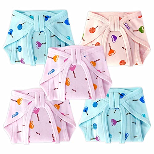 Image of Baby Cloth Diaper Nappies Cotton Hosiery Washable & Reusable Adjustable U-Shaped Cloth Diaper With Insert Cushioned Padded Langot Nappy Tying Langot For Babies- Pack of 5 (Small)