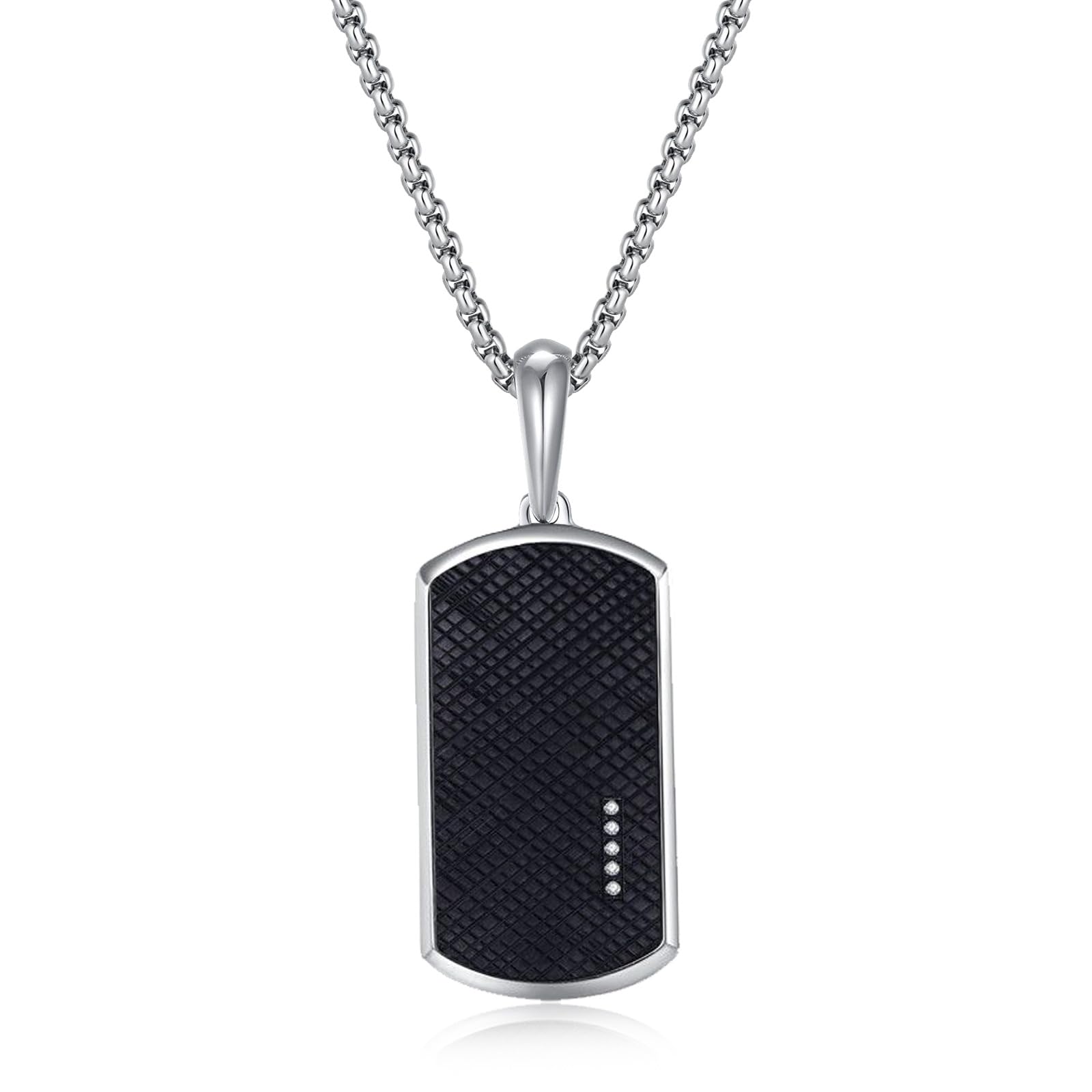 GAVU Dog Tag Necklace for Men, Stainless Steel Pendant Nekclace for Men, Black Necklace for Men
