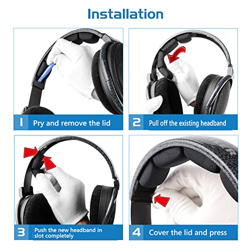 Geekria Almohadilla de banda para auriculares compatible con Sennheiser HD600, HD580, HD650, HD660S, reemplazo, almohadilla superior para reparación (Negro) miniatura 5