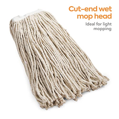 Image of Coastwide Professional Cut-End Wet Mop Head, #24, Cotton, White | 1 inch headband for facility wet mopping and floor cleaning.