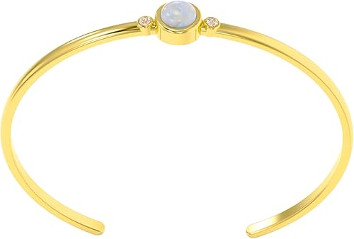ABSHEL Moonstone Bracelet for Women – 925 Sterling Silver 18K Gold Vermeil – Adj