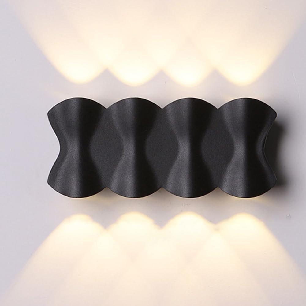 Mengjay 24W LED Wall Sconce, Modern LED Sconce Wall Lighting Indoor, 3000K Warm Light for Bathroom, Bedroom, Hallway, Living Room, Staircase (Black-8 Lights)
