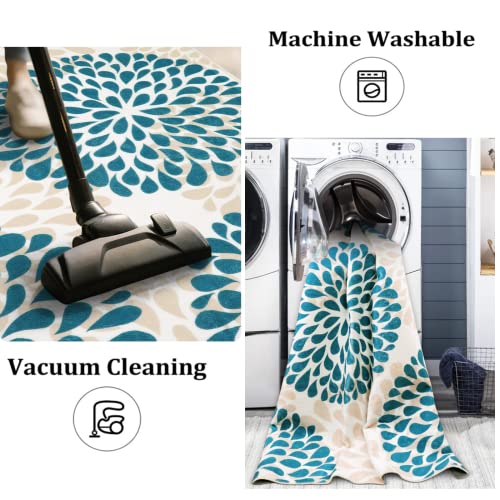 Lahome Modern Small Area Rug - 2X3 Entryway Rug Ultra-Thin Floral Kitchen Rugs Non Slip Indoor Door Mat Throw Carpet Washable Rugs For Entryway Bathroom Front Entrance Bedroom(2X3Ft,Blue) #TOP2