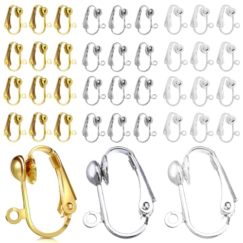 ZeriLion 36 Pack Clip-on Earring Converter with Easy Open Loop Pierced to Clip-on Earring Backs for Non-Pierced Ears Multicolor Earring Findings