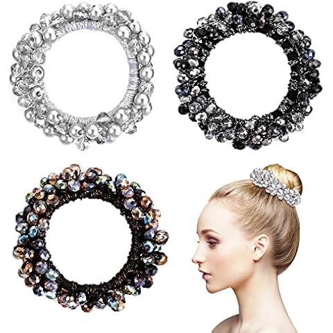3 Stücke Scrunchies Perlen Strass Haargummi Damen Elastisches Scrunchies Mädchen Zopfgummi Haarschmuck Kopfschmuck Cover