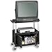 Rubbermaid Commercial FG9T3400BLA Audio Visual Cart with 3 Shelves and Cabinet, 300 lbs Capacity, 36-1/2" Length x 20" Width x 48" Height, Black
