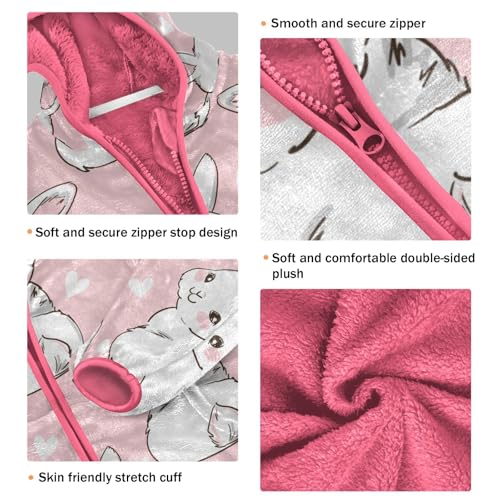 OTVEE Easter Cute Rabbits Pink Kids Hoodie Jacket Fall Spring Full Zip Warm Outwear Coat3