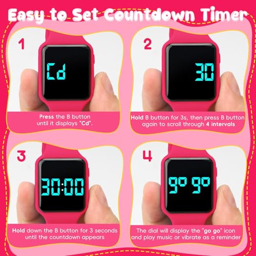 Image of Potty Training Watch for Toddlers with Countdown, Magnetic Charging, Flashing Lights, Fun Music or Vibration Alerts - Waterproof Interactive Toilet Training Reminder for Boys & Girls Ages 2-9
