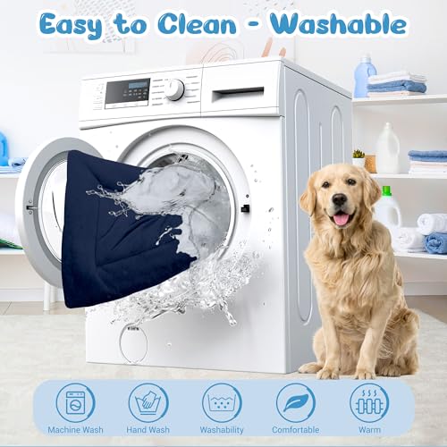 Baodan Hundebett Grosse Hunde Waschbar, 106x71 cm Hundekissen Flauschig mit rutschfeste Unterseite, XL Hundebetten für Große Hunde, Marineblau