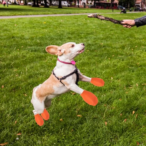 Image of UKCOCO 4 Pack Waterproof Dog Shoes Non-Slip Pet Rain Boots for Small Dogs and Cats Paw Protectors for Outdoor Walking Keep Paws Dry Clean and Warm Size S