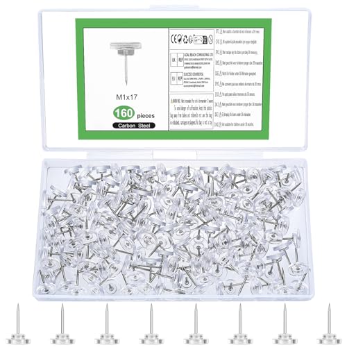 160 agujas de pin, chinchetas transparentes de 17 mm, para arroz, con cabeza, agujas de chinchetas, clavos de cabeza plana, chinchetas para oficina, escuela, hogar, corcho, tablón de anuncios