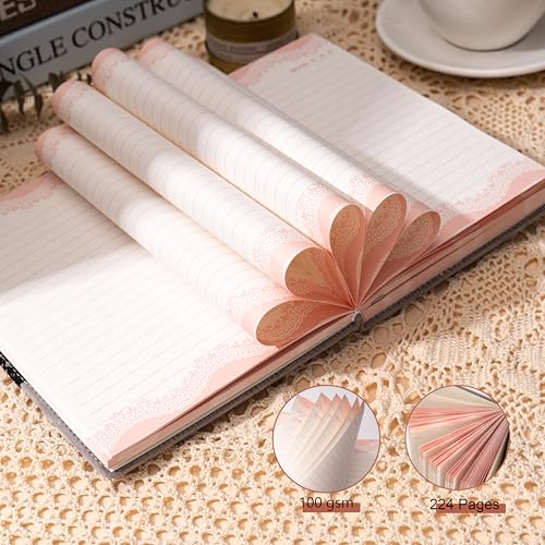 CAGIE Diary with Lock for Girls, Velvet Cover Locked Journal for Women A5 100 gsm, Girls Diary with Heart Shaped Lock and Keys 224 Pages, Lock Journal Gift Ideas for Women Teen Girls, Grey - Image 4