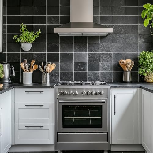 Image of Ravinte 30 Pack 2-1 /2 Inch Cabinet Pulls Black Sqaure Kitchen Cabinet Handles Black Cabinet Hardware Stainless Steel Drawer Pulls 4 Inch Overall Length with Mounting Template