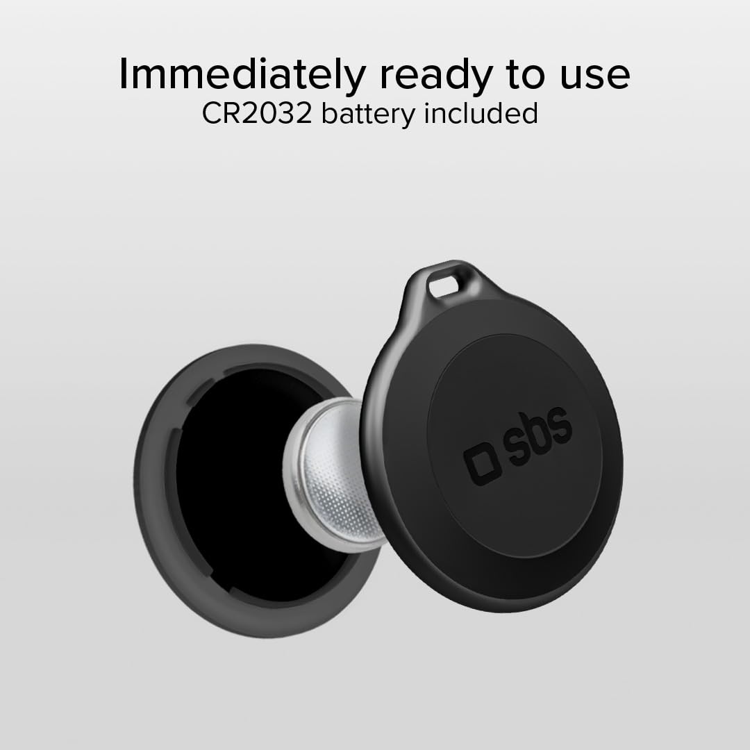 SBS Track My Circle - Lokalizator kluczy i przedmiotów kompatybilny z Apple Localizer (Find My), alarm 100 DB, gotowy do użycia z dołączonym akumulatorem CR2032, wodoodporny IP65, z otworem na klucze