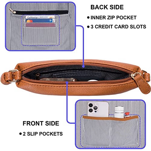 Image of Solene Small Multi Zipper Pocket Crossbody Bag with Adjustable Strap, Lightweight Travel Purse, Daily Small Messenger Pouch