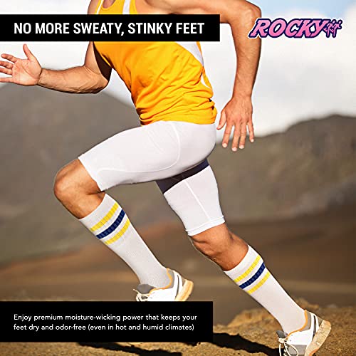 ROCKY Men's Striped Tube Socks Over the Calf High (6-Pair) Size 9-10-13-154