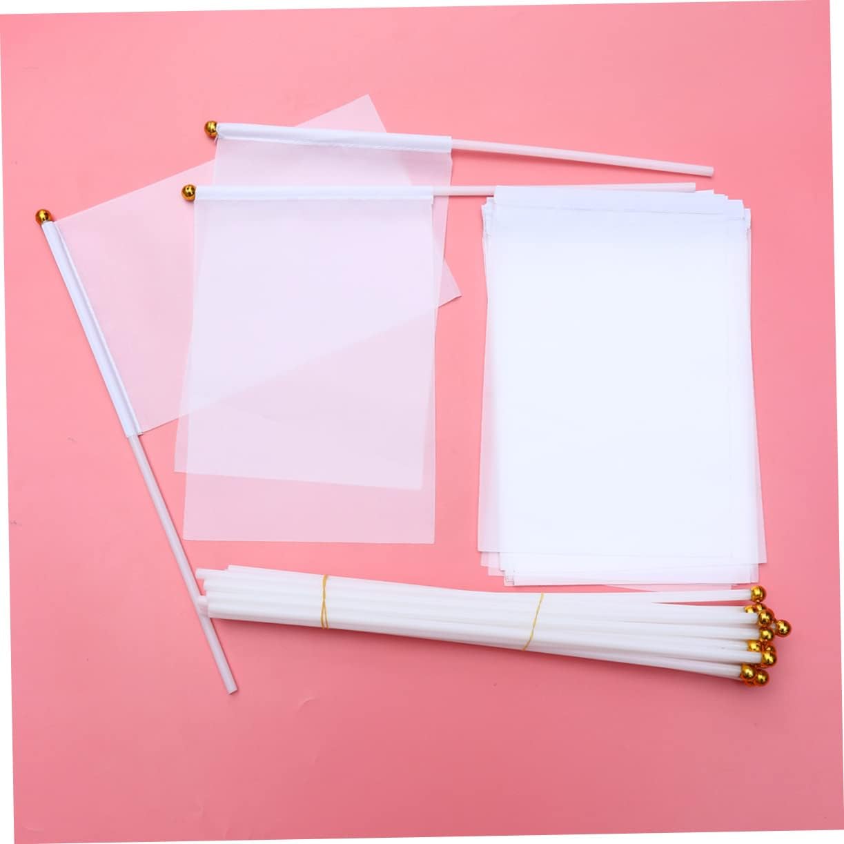 GOOHOCHY Racing Banner Football Flags 24pcs Hand-cranked Flagpoles Set White Commanding Referee Flag