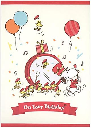 Amazon バースデーカード メロディカード スヌーピー マーチ Eao 732 097 二つ折り ホールマーク パレード風ソング オルゴール Birthday Card お誕生お祝い 封筒 文房具 オフィス用品