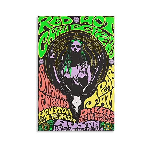FAMMIX Impression Sur Toile Red Hot Chili Peppers 1991 Texas Tour Poster Concerto Pittura decorativa retrò per casa camera da letto soggiorno 30*50cm Senza Cornice