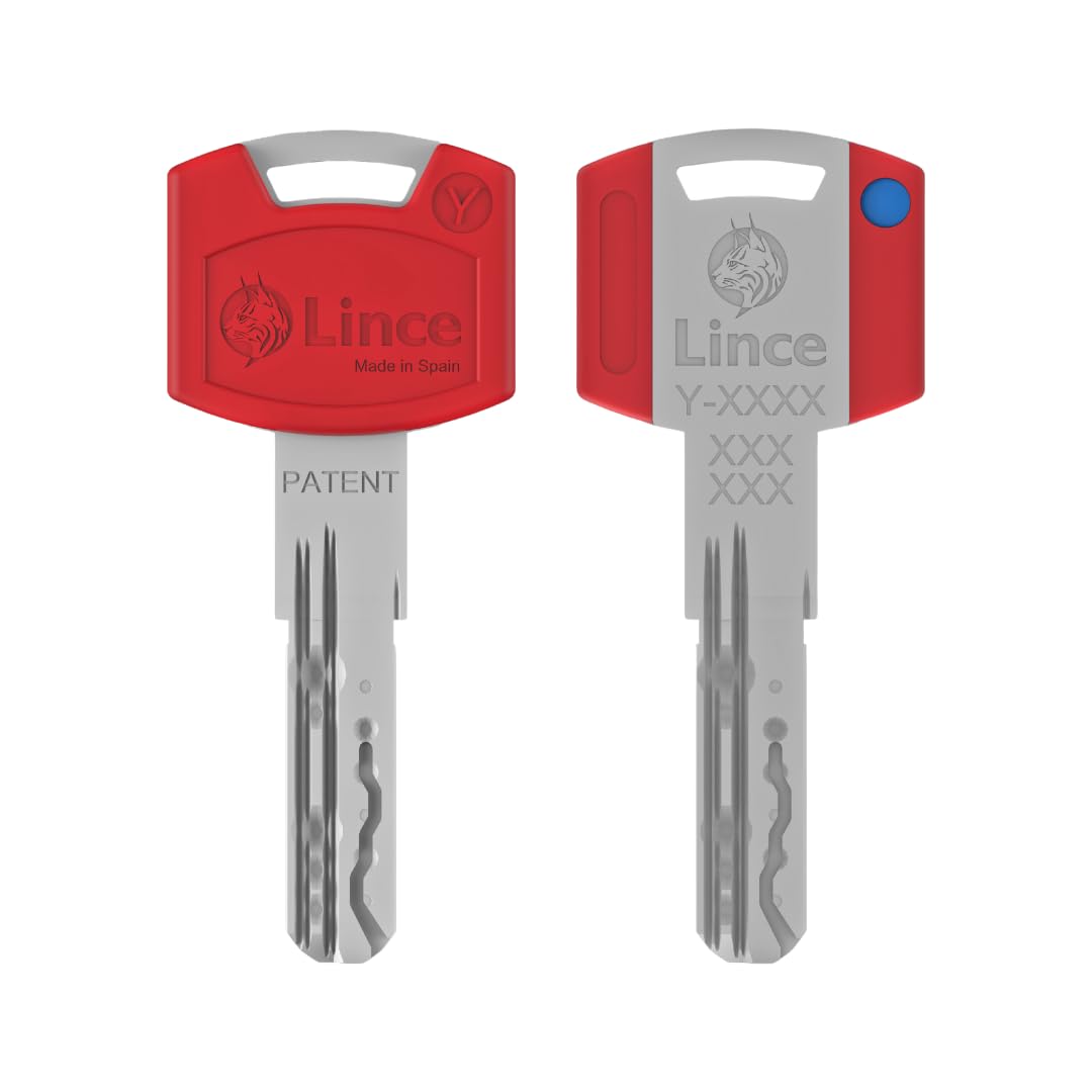 Cilindro de alta seguridad LINCE C7 L30+30, triple bloqueo patentado, anti-golpes, anti-rotura, función desbloqueable (antipánico), 5 llaves reversibles, certificado EN 1303:2016. | Triple bloqueo patentado, anti-bumping, anti-rotura, función antipánico y