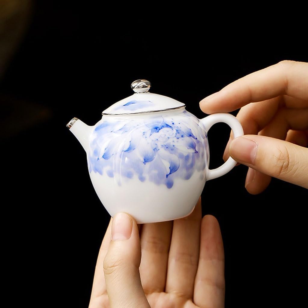 Ceramic Teapot Ceramic Hand-painted Lotus Small Teapot Exquisite Tea Kettle Single Pot Household Tea Brewer Kung Fu Tea Set Tea Pot Ceramic