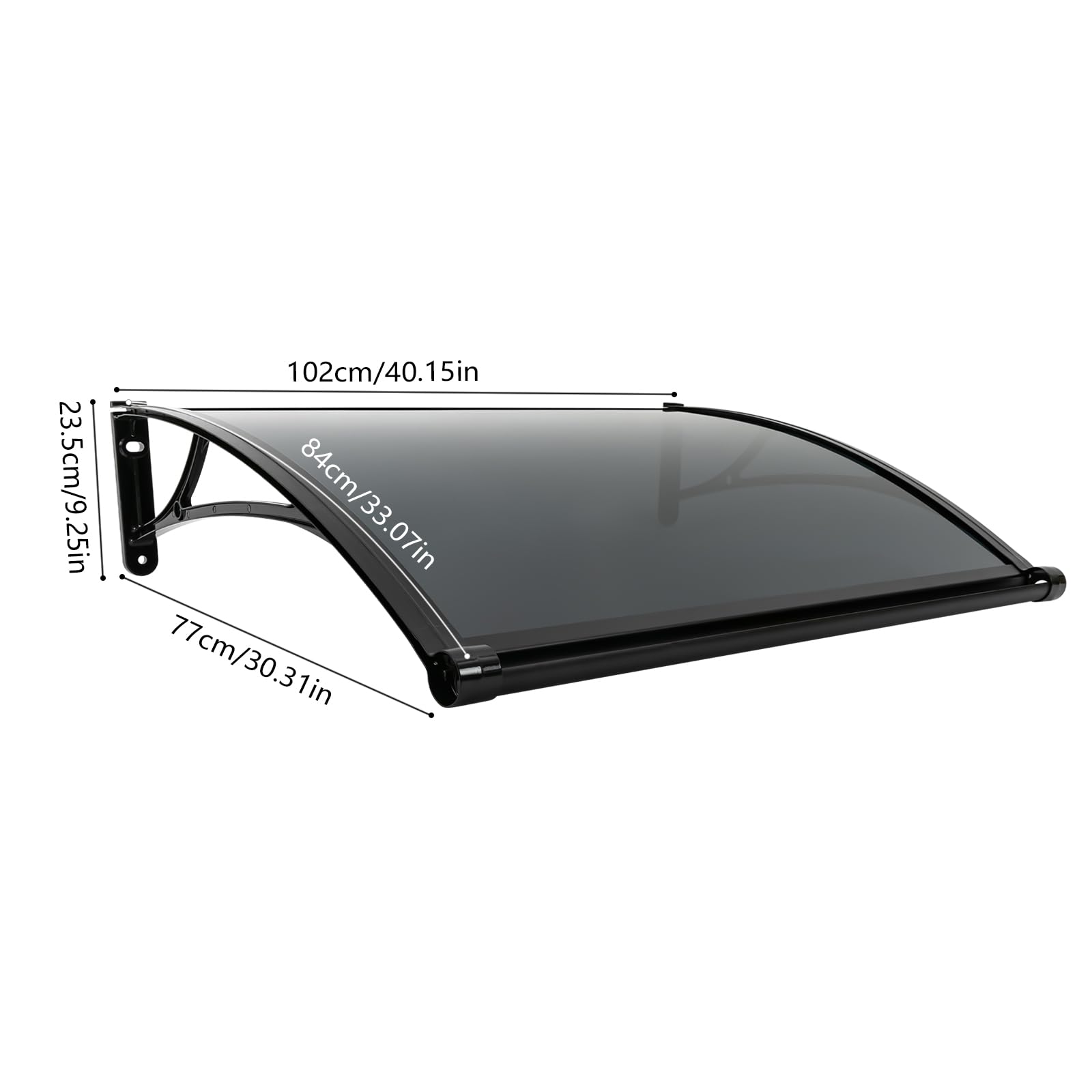 47.2x39.4 Inch Polycarbonate Door Canopy - Weather Resistant Entryway Cover With Black Brackets