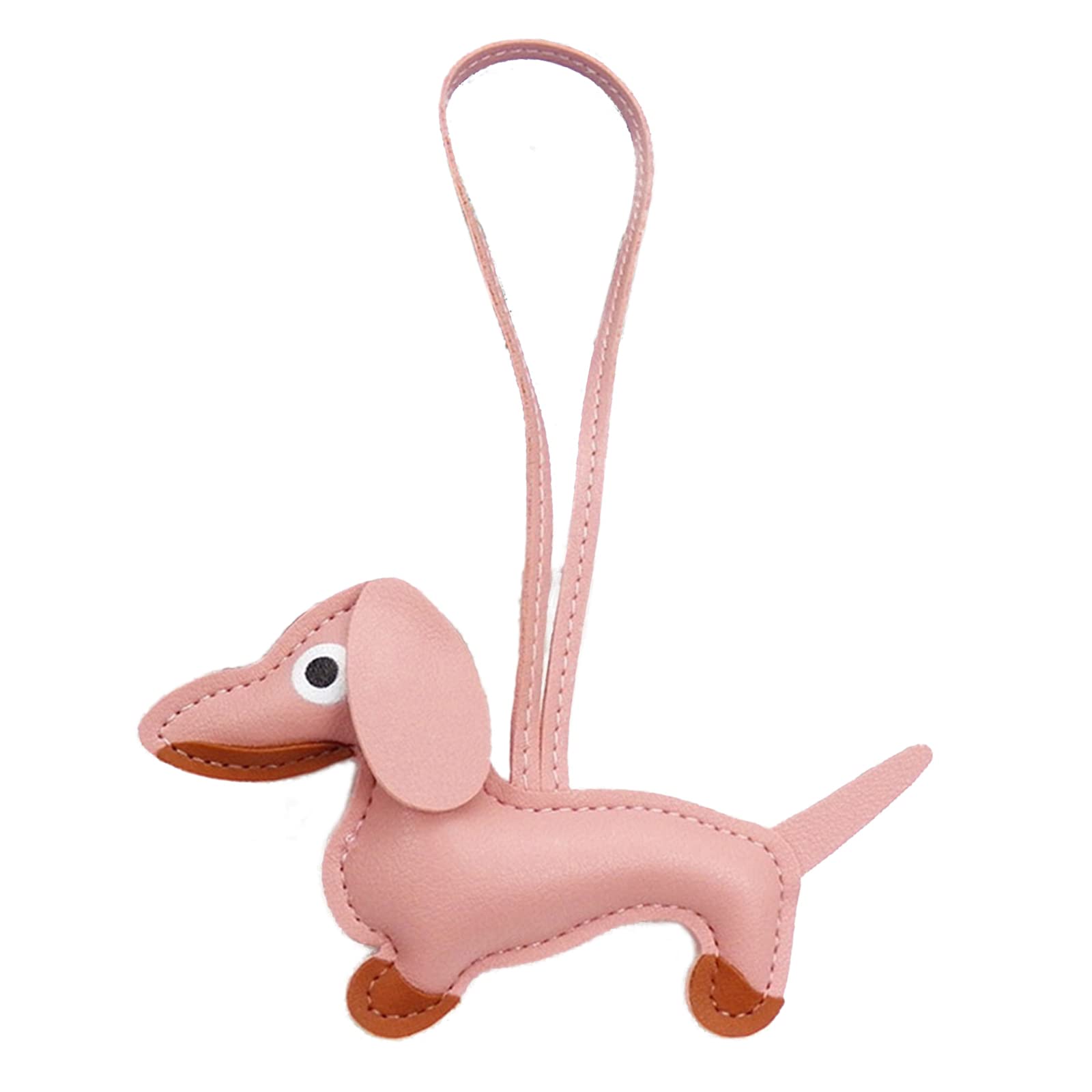 Luofeng Pink Carabiner Buckle,Mini Cute Dachshund Dog Keychain Pendant Lovely Pu Leather Animals Keyring Charm For Purse Bag Backpack Handbag