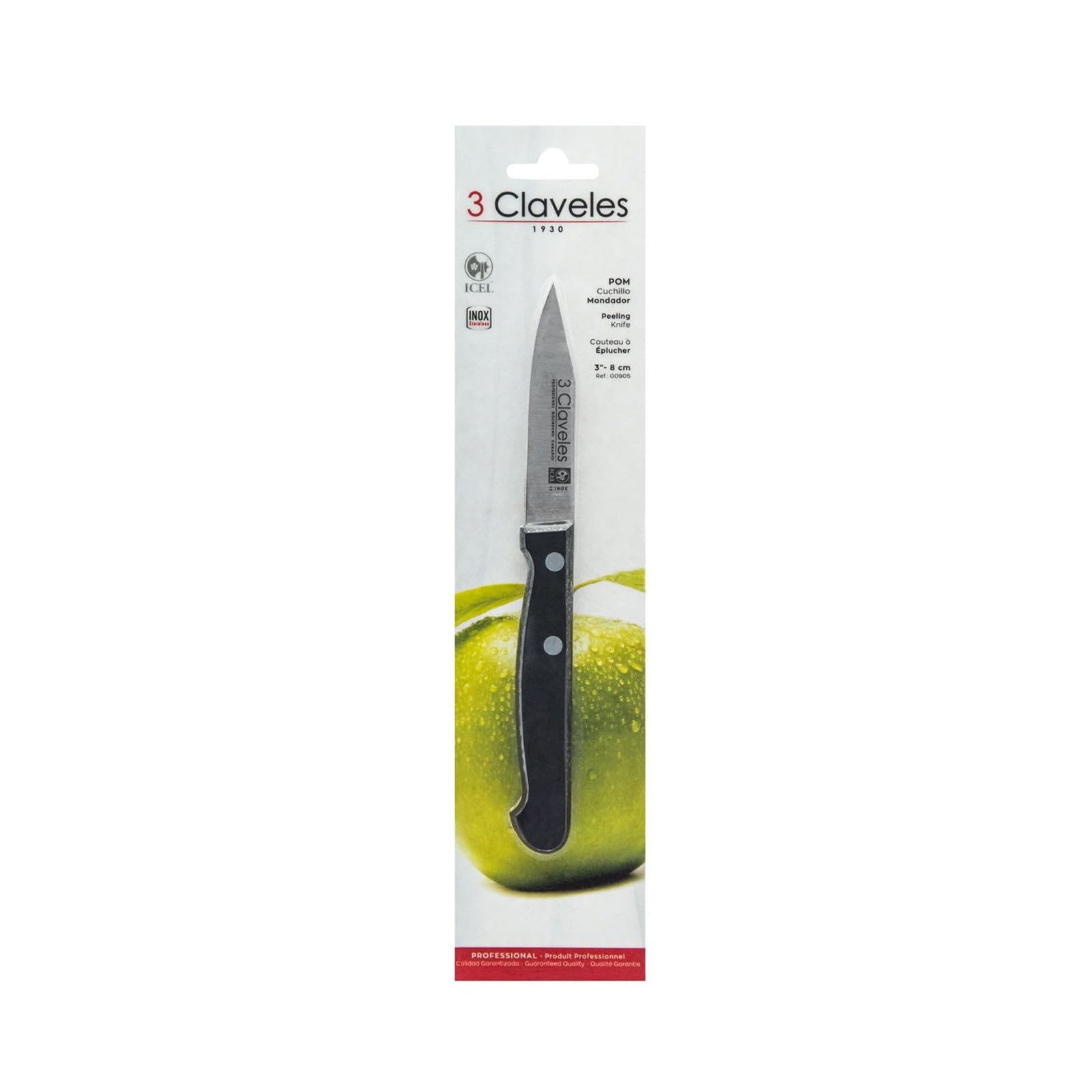 3 Claveles 905 - Cuchillo mondador de 8 cm, 3 pulgadas