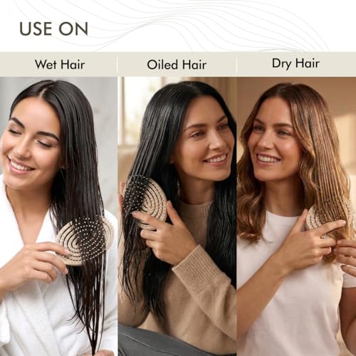 Image of Ikonic Me Spiral Vent Travel Hair Brush IKM-2109, Heat Resistant Open Vent for Quick Drying, Ergonomic Grip, Gentle Detangling, Shiny, Smooth Finish for Daily Styling, All Hair Types - Sand Beige