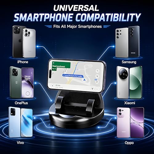 Image of 360 Rotatable Car Dashboard Mobile Holder with Parking Number Plate | Anti-Slip Silicone Phone Stand for Car Dashboard | Mobile Mount for Car, Office & Home | Portrait & Landscape View