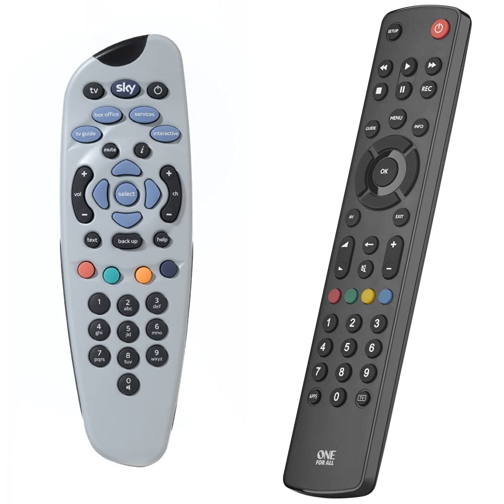 Original Sky remote – Duracell Batteries Included – Compatible with Sky digibox - SKY101 & One For All Contour TV Universal Remote Control TV - Control of TV/Smart TV